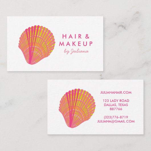 Carte De Visite Seashell Beach Chic Elegant Rose (Devant / Derrière)
