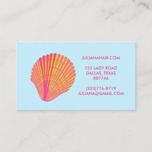 Carte De Visite Seashell Beach Chic Elegant Rose Bleu (Dos)