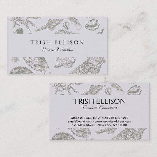 Carte De Visite Seashell Soft Antique Art Beach Shops (Devant / Derrière)