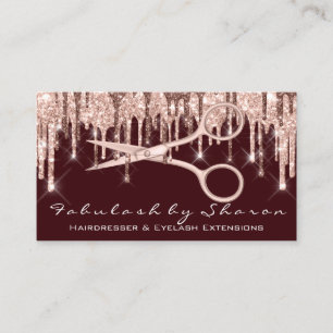 Carte De Visite Sèche-cheveux coiffeur ciseaux Roses perches VIP