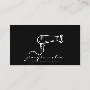 Carte De Visite Sèche-cheveux Coiffeur Logo Simple Mignon
