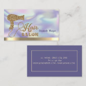 Carte De Visite Sèche-cheveux Holographique Elegant Gold Parties s (Devant / Derrière)