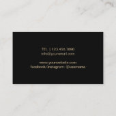Carte De Visite Sécheur & Fille Coiffeuse Black & Gold Salon (Dos)
