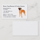 Carte De Visite Secourt De Chiens De Boxe Et Maisons De Foster (Devant / Derrière)