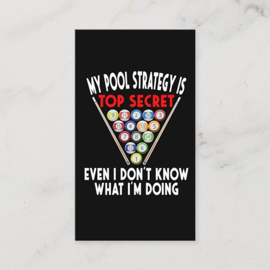 Carte De Visite Secret Pool Strategy 8 Ball Funny Billiard Player (Devant)