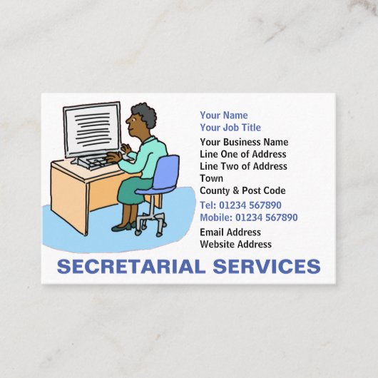 Carte De Visite Secrétariat féminin noir (Devant)