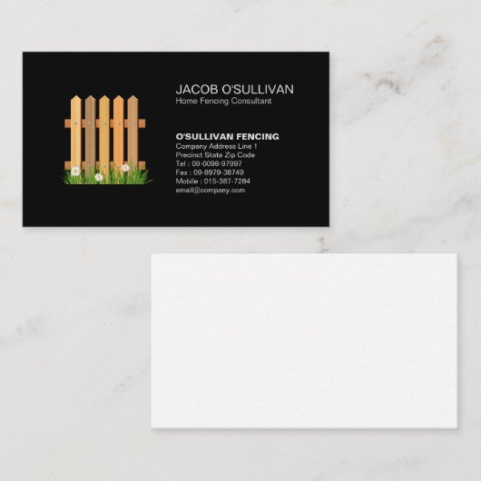 Carte De Visite Sécurité des clôtures (Devant / Derrière)