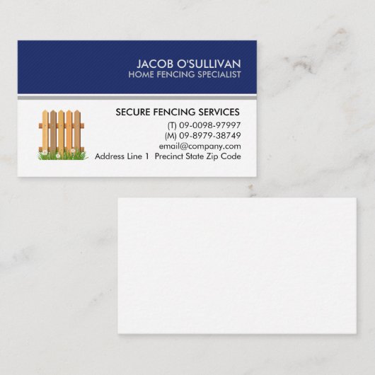 Carte De Visite Sécurité des clôtures (Devant / Derrière)