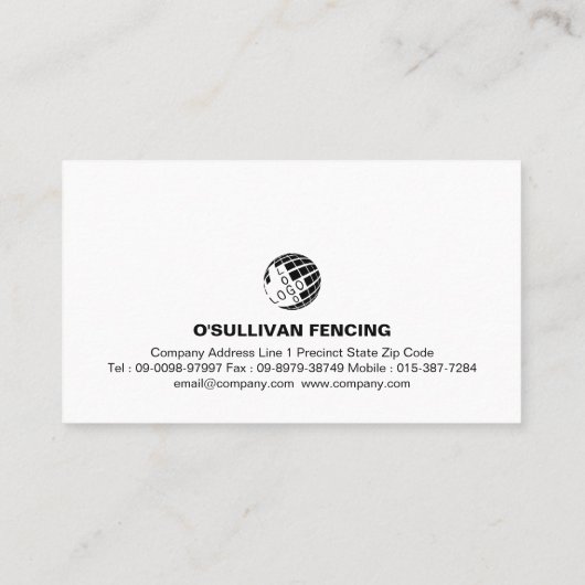 Carte De Visite Sécurité des clôtures (Dos)