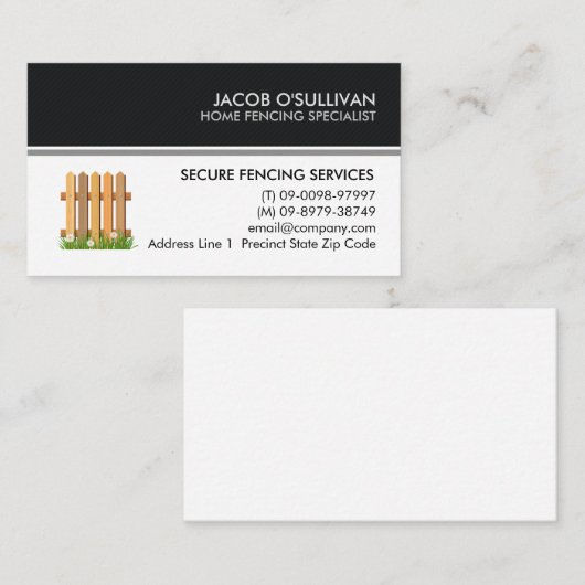 Carte De Visite Sécurité des clôtures (Devant / Derrière)