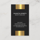 Carte De Visite Sécurité grise élégante de chien de feuille d'or (Dos)