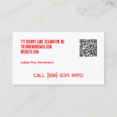 Carte De Visite Sécurité incendie QR personnalisée (Dos)