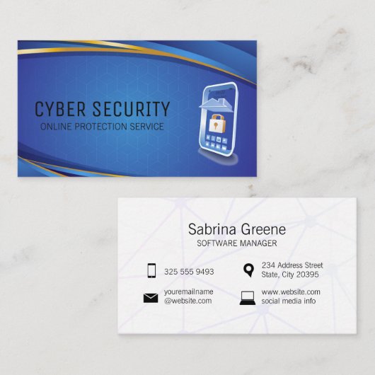 Carte De Visite Sécurité Mobile | Logiciel moderne (Devant / Derrière)