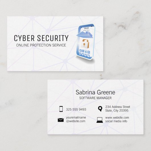 Carte De Visite Sécurité Mobile | Réseau (Devant / Derrière)