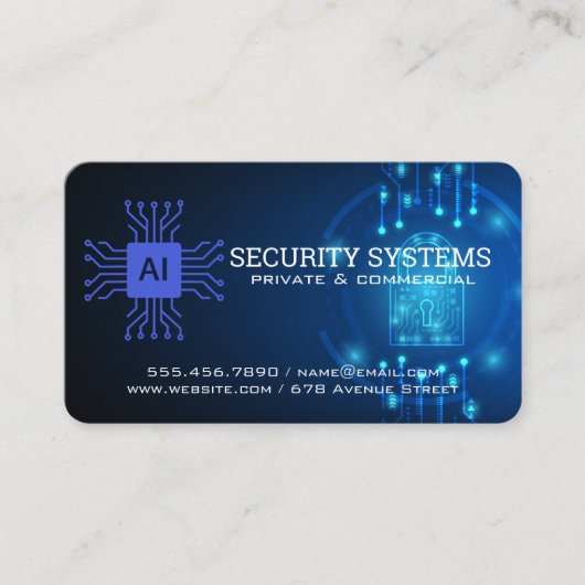 Carte De Visite Sécurité numérique | Agence de protection | Techno (Devant)