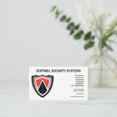 Carte De Visite Sécurité Protection Bouclier Rouge Noir Blanc (Debout devant)