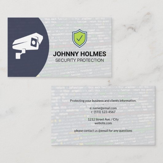 Carte De Visite Sécurité réseau | Caméra de sécurité (Devant / Derrière)