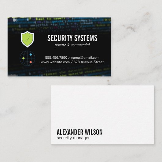 Carte De Visite Sécurité réseau | Cyber-codage (Devant / Derrière)