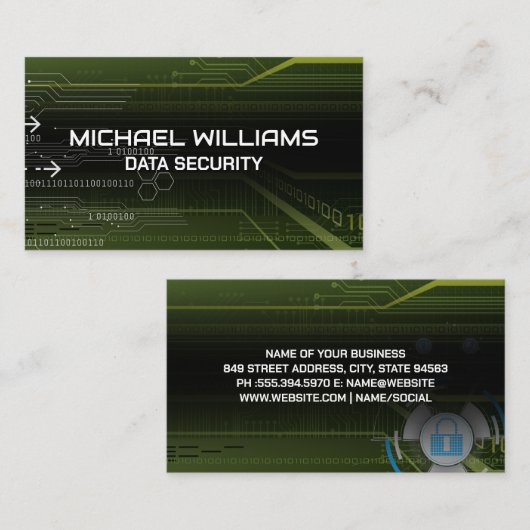 Carte De Visite Sécurité réseau | Cyberprotection | Codage (Devant / Derrière)