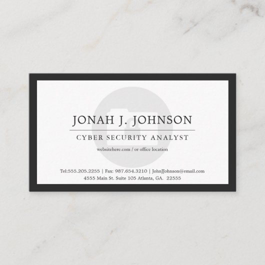 Carte De Visite Security | Minimal Locked File Folder Blk Bdr. (Devant)