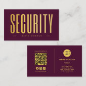 Carte De Visite Security QR Code Logo Burgundy And Gold  (Devant / Derrière)
