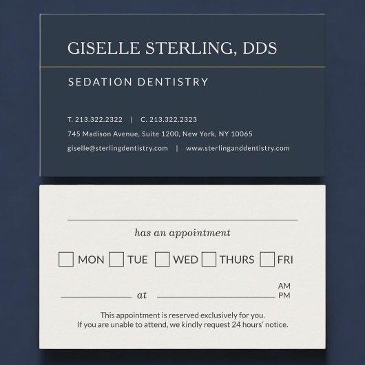 Carte De Visite Sedation Dentistry Office Appointment Reminder