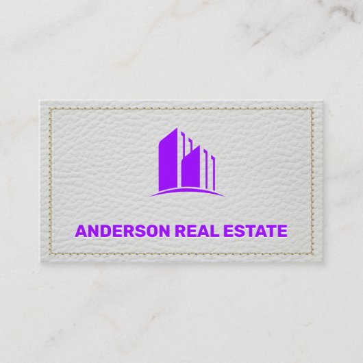 Carte De Visite Semblable en cuir blanc | Icône de construction (Devant)