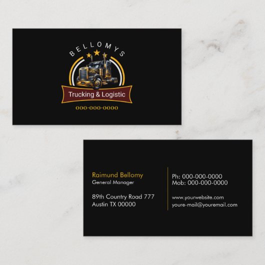 Carte De Visite Semi-camion (Devant / Derrière)