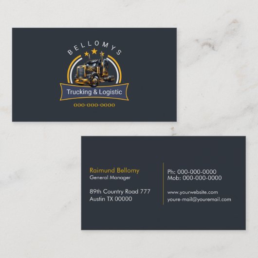 Carte De Visite Semi-camion (Devant / Derrière)