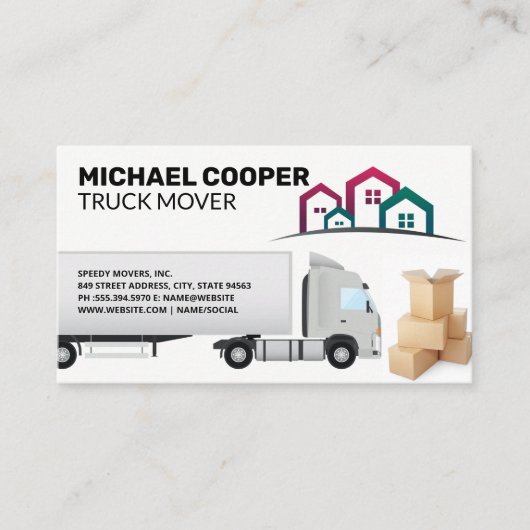 Carte De Visite Semi-camion | Déplacements | Déplacement de boîtes (Devant)