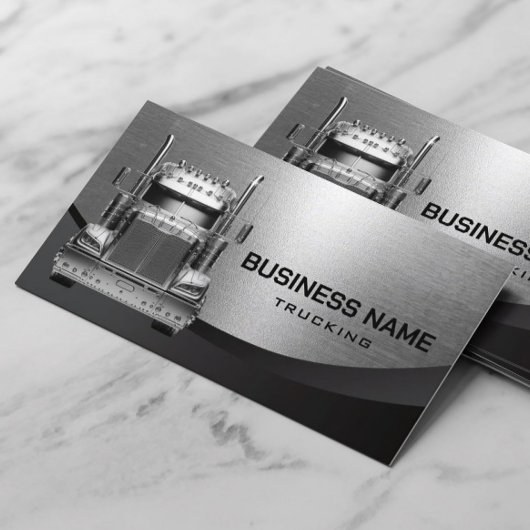 Carte De Visite Semi Camion Moderne Metallic Camionnage Profession