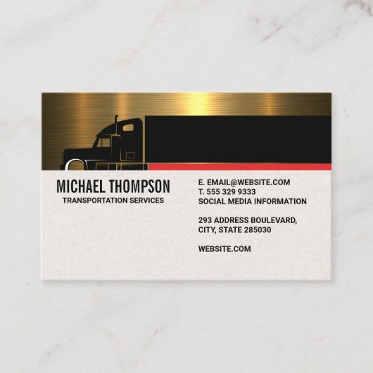 Carte De Visite Semi-camion | Services de l'industrie du camionnag (Devant)