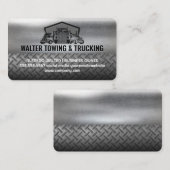 Carte De Visite Semi Truck Fleet Logo | Industrial Steel Metallic (Devant / Derrière)