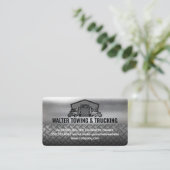 Carte De Visite Semi Truck Fleet Logo | Industrial Steel Metallic (Debout devant)