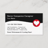 Carte De Visite Senior Caregiver Love Heart Design (Devant)