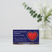 Carte De Visite Senior Caregiver Modern Red Heart Médicale (Debout devant)