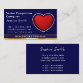 Carte De Visite Senior Caregiver Modern Red Heart Médicale (Devant / Derrière)