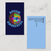 Carte De Visite Sensibilisation sur l'autisme du monde (Devant / Derrière)