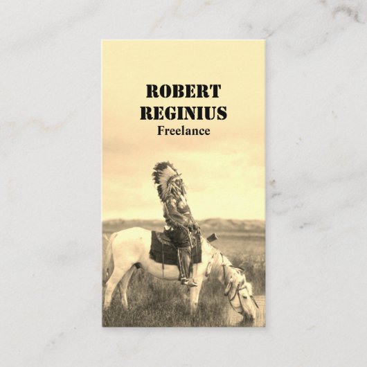 Carte De Visite Sepia, chef indien américain historique (Devant)