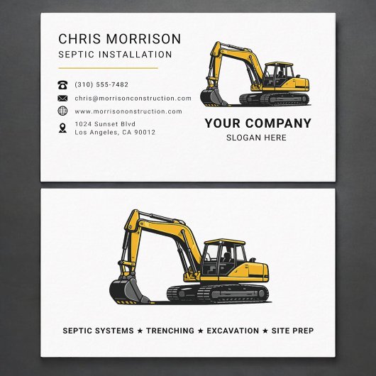 Carte De Visite Septic Installation Excavation Excavator