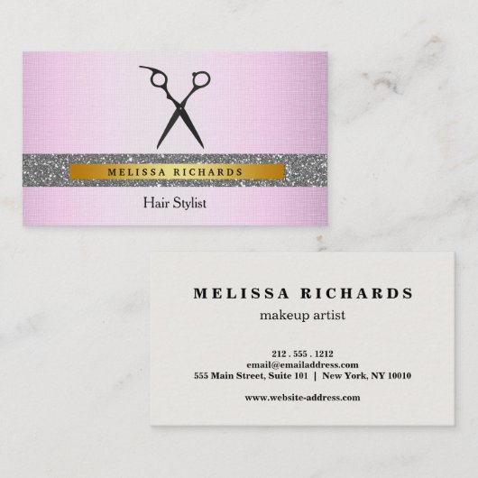 Carte De Visite Séquence du logo des ciseaux de coiffure moderne (Devant / Derrière)