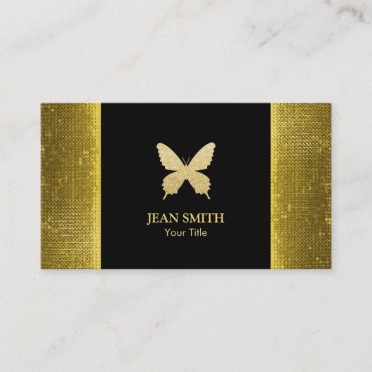 Carte De Visite Séquence Or Parties scintillant Papillon Chic Or (Devant)