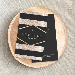 Carte De Visite Séquences glam chic noir et argent