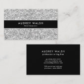 Carte De Visite Séquin de PARTIES SCINTILLANT en argent élégant en (Devant / Derrière)