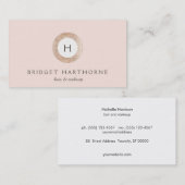 Carte De Visite Séquin FAUX moderne et élégant et monogramme rose (Devant / Derrière)