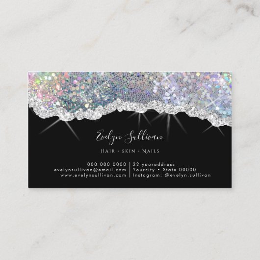Carte de visite Séquin Parties scintillant Faux Ir (Dos)