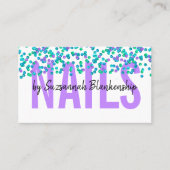 Carte De Visite Séquins bleu violet grand texte NAILS QR Code Busi (Devant)