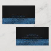 Carte De Visite Séquins de Glam Moderne Bleu & Noir Élégant Chic (Devant / Derrière)