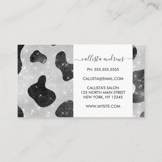 Carte De Visite Séquins de Parties scintillant brillant noir brill (Dos)