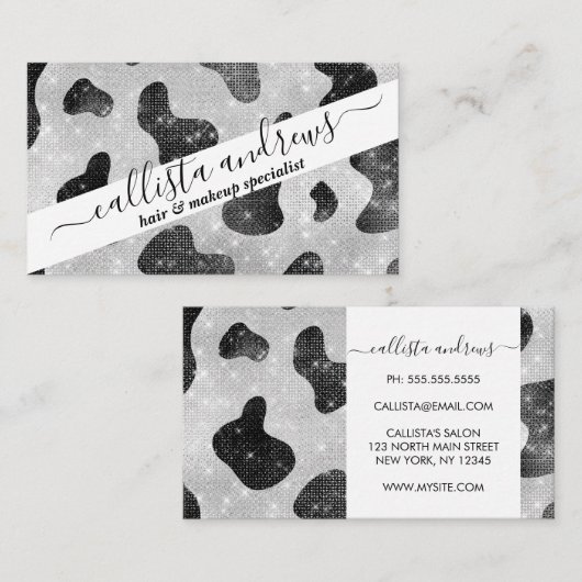 Carte De Visite Séquins de Parties scintillant brillant noir brill (Devant / Derrière)